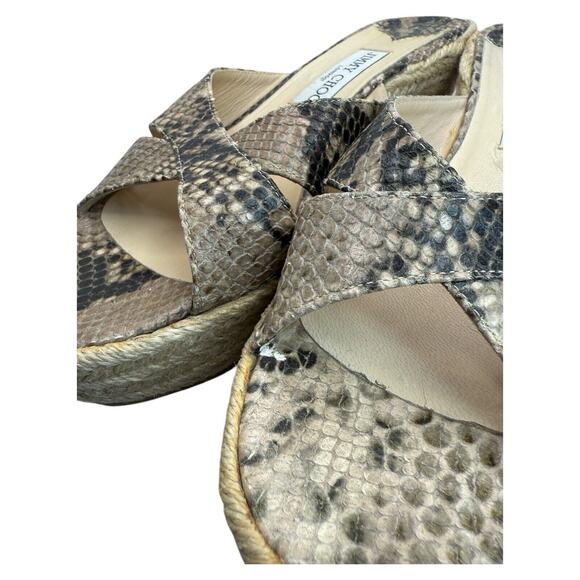 JIMMY CHOO Dovina Snake Embossed Espadrille Platform Wedge Women's Size 40 - Picture 6 of 16